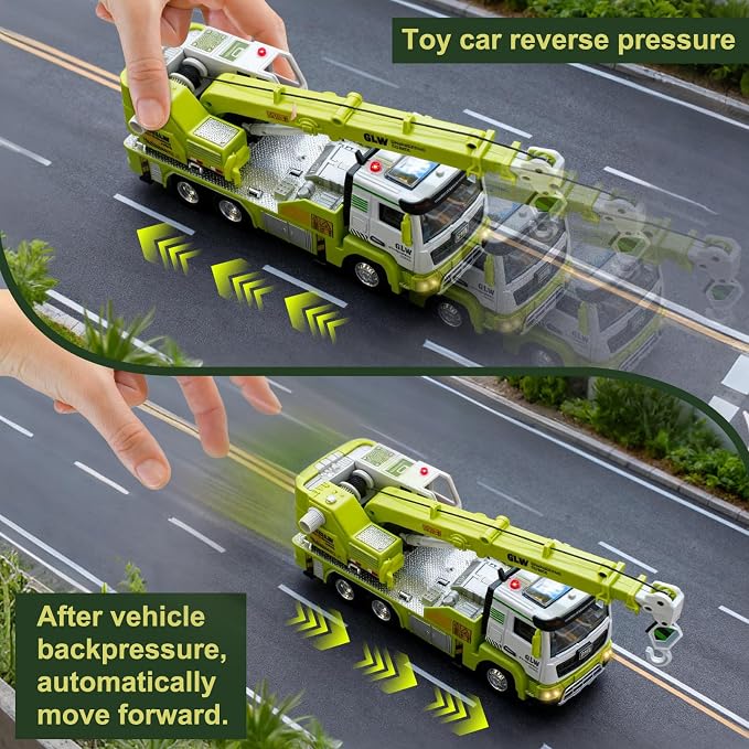Crane Truck Toy for Boys-1:40 Simulation Model, Educational Construction Toys with Realistic Lights & Sounds, Perfect Christmas Birthday Gifts for Kid Ages 3 4 5 6 7 8 Years Old (Crane Truck)