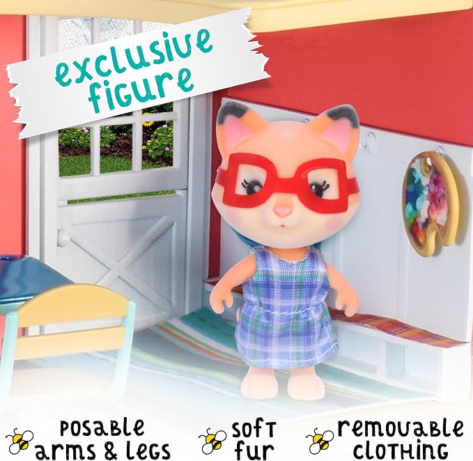 Honey Bee Acres Sunshine Meadow School Complete Set with Miniature Flocked Figure, 21 Pieces , Ages 3+