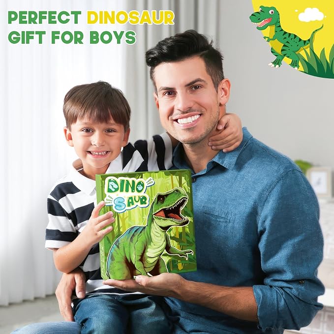 MAIGOZON Dinosaur Gifts for Boys - 57 PCS Scented Markers Art Supplies Set for Kids Ages 4-8, Coloring Drawing Kit with Dino Case, Coloring Book & Quick-Dry Gel Pens, Birthday Christmas Gift