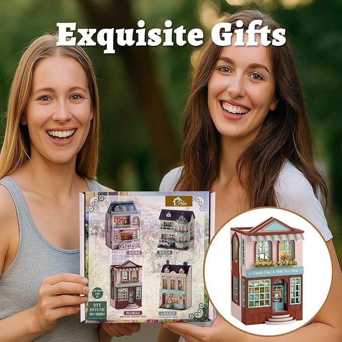 Flever Dollhouse Miniature DIY House Kit Creative Room with Furniture for Romantic Valentine's Gift (Romantic Castle)