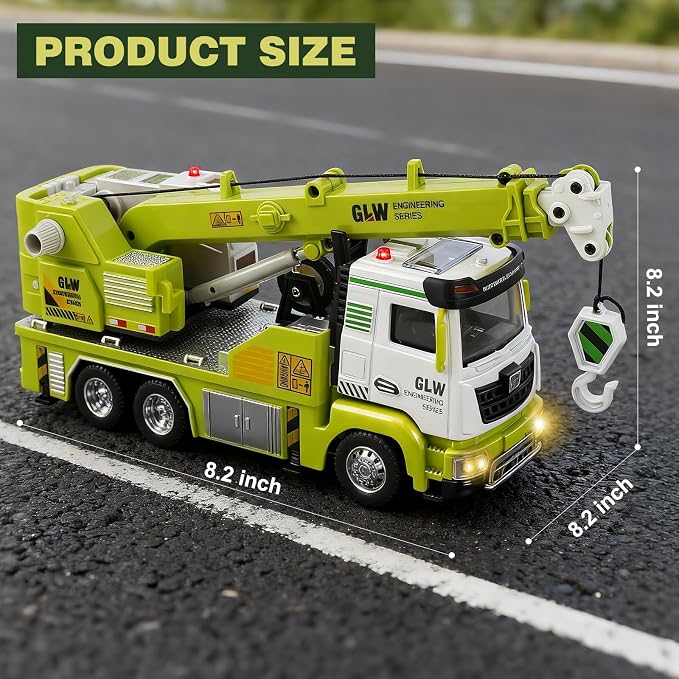 Crane Truck Toy for Boys-1:40 Simulation Model, Educational Construction Toys with Realistic Lights & Sounds, Perfect Christmas Birthday Gifts for Kid Ages 3 4 5 6 7 8 Years Old (Crane Truck)