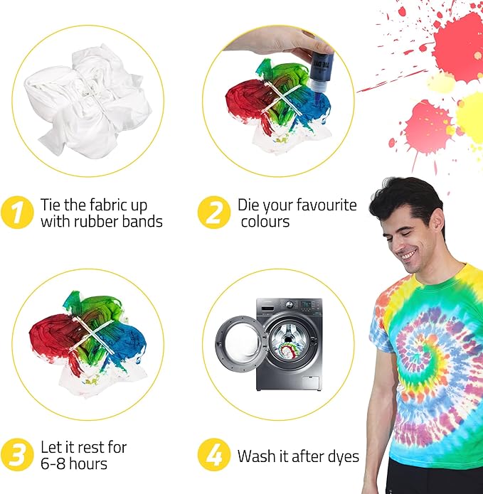 12 Colors Tie Dye Kit, Tie Dye Set for Kids, Pre-Filled Tye Dye Bottles, Non Toxic Permanent Fabric Dye Art Set, Easy DIY Fabric Art - Create Fun