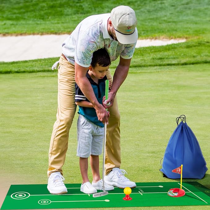 Liberry Toddler Golf Set, Retractable Toy Golf Clubs with Putting Mat & Storage Bag for Kids Ages 3 4 5, Indoor and Outdoor Sports Games Birthday Gift for Boys Girls