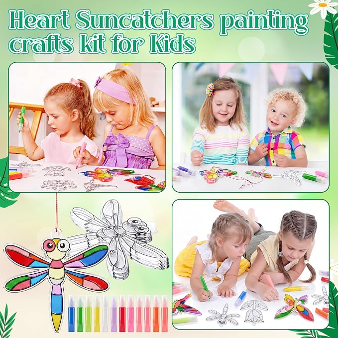 Blueweenly 36 Pcs Hummingbird Suncatcher Kits for Adults Kit 24 Pcs Hummingbird Suncatchers Painting Crafts 12 Colored Paints Suncatcher Decoration Window Paint Art Sun Catchers Gift Art Project
