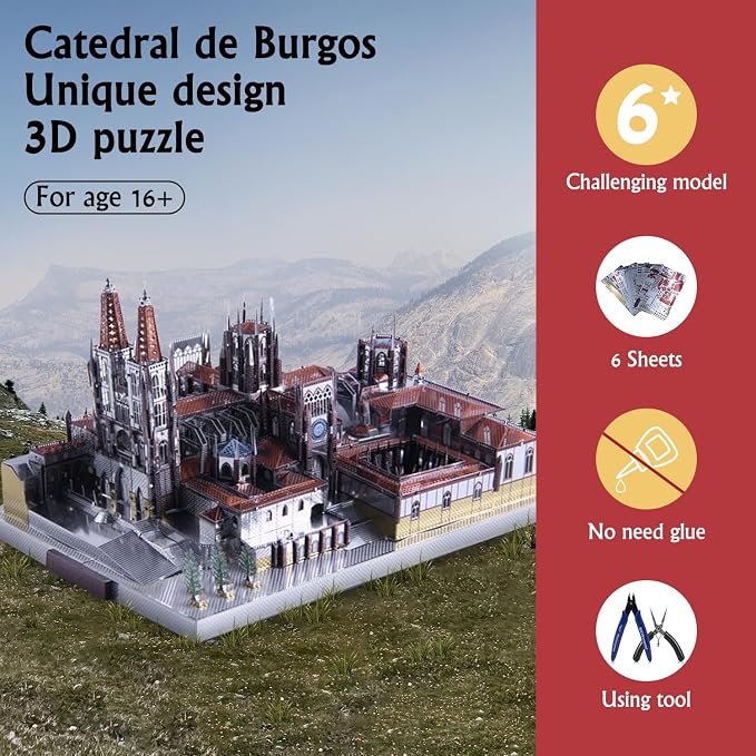 Microworld Metal Model Kits, Architecture3D Metal Puzzle, Challenge 3D Puzzle for Adults, DIY Brain Teaser Assembly Puzzle- Sagrada Familia Cathedral