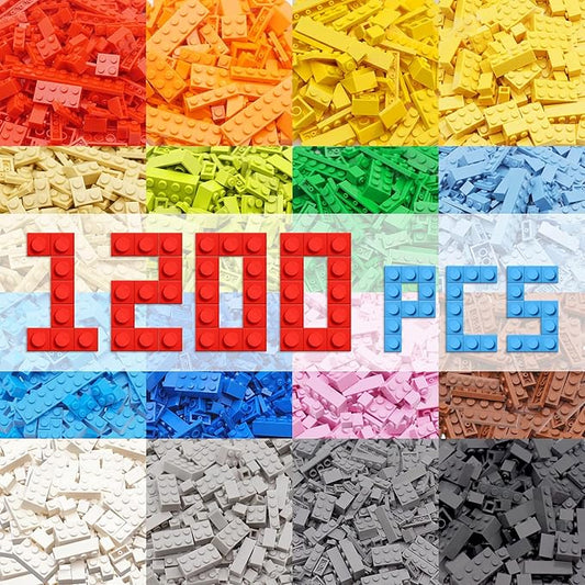 1200 Pieces Classic Building Bricks Set – Bulk Basic Blocks in 12 Colors & 14 Shapes, Compatible Bulk Block, STEM Educational Toy Suitable for Boys & Girls Ages 6+, Packed in Box.