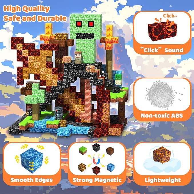 Magnetic Blocks Building Toys for Kids, 48 PCS Magnetic Blocks for Kids Ages 4-8, Magnet Cubes, STEM Sensory Toys for Boys & Girls, Christmas Birthday Gifts for Kid Ages 3+