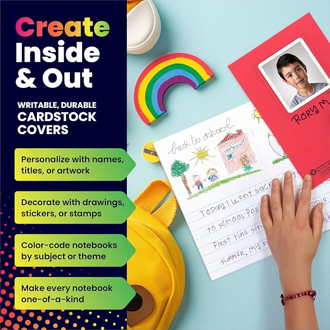 Hygloss Half Blank Books for Kids to Write Stories & Illustrate – Bulk 100 Pack – 5.5" x 8.5" A5 Primary Journal for Grades K-2, Preschool/Kindergarten Notebook with Picture Space – 24 Pages, Colored