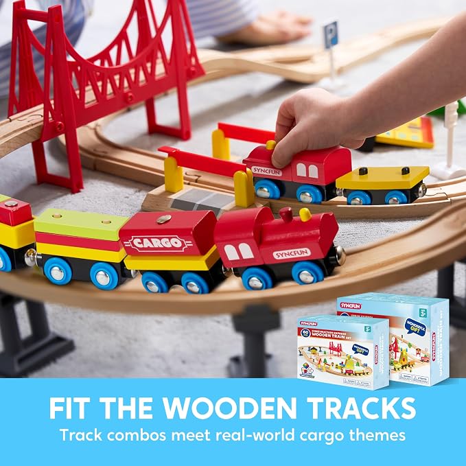 Montessori Wooden Train Toy Set for Kids, 12PCS Magnetic Train Cars with Storage Gift Box, STEM Educational Toy for Boys & Girls, Ages 3-8 Years, Easter Birthday Party Gift