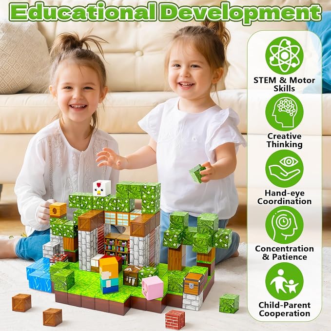 150PCS Magnetic Blocks - 0.8" Magnetic Building Blocks for Kids, STEM Toys, Educational Magnet Blocks, Magnetic Cubes Tiles, Christmas Birthday Gifts for Boys & Girls Ages 3 4 5 6 7 8 9 10