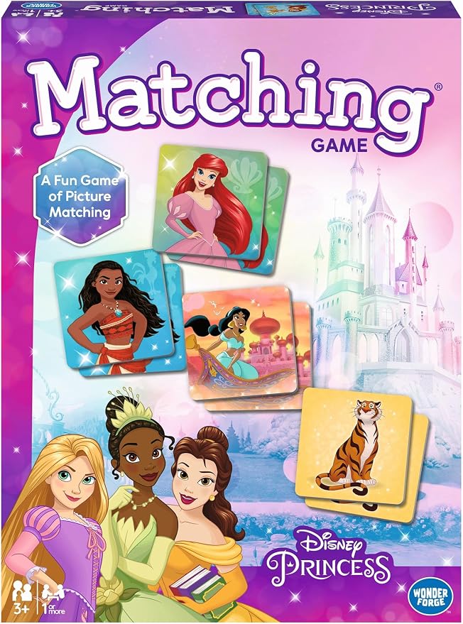 Wonder Forge Disney Princess Matching Game - Fun Memory Game for Kids Ages 3 and Up - Toddler Learning Toy Featuring Belle, Ariel, and Elsa and More Disney Princesses - Packaging May Vary
