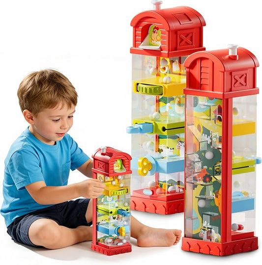 Montessori Toys for 2 Year Old - Farm Egg Maze Adventure Game Toy with 5 Fine Motor Activities, Cause & Effect Travel Toy.