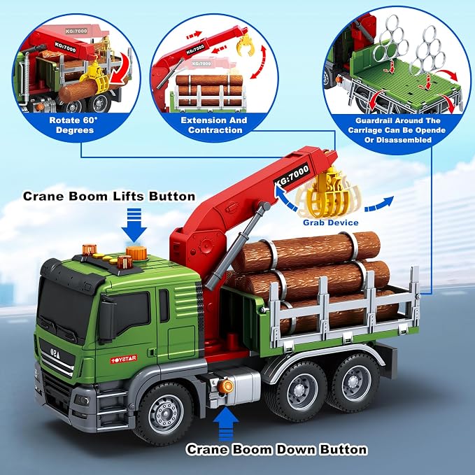Bstoyder Toddler Boy Toys for 3 4 5 6 7 Years Kids, Large Flatbed Truck Toy with a Farm Truck, Friction Powered Vehicles Toys with Lights and Sounds, Birthday for Boy Girls
