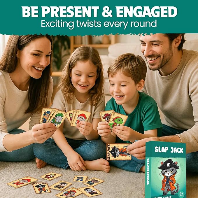 QUOKKA Slap Jack Card Game for Kids Ages 4–8 – Fun Family Game with Cute Characters, Perfect for Travel, Playdates, Family Time – Educational & Engaging Playing Cards for Kids, Easy to Learn