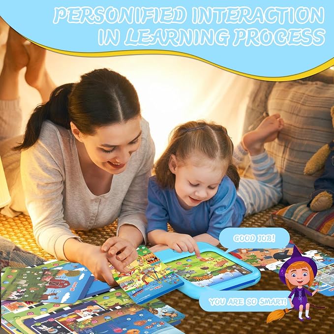 Qiaojoy Kids Learning Tablet -Educational Tablet Toy to Interactive LearnColors, Alphabets,Number,Foods,Animals,Weather,Screen-Free Learning Toys for Toddlers 2-6 Years Old,Gifts for Boys Girl