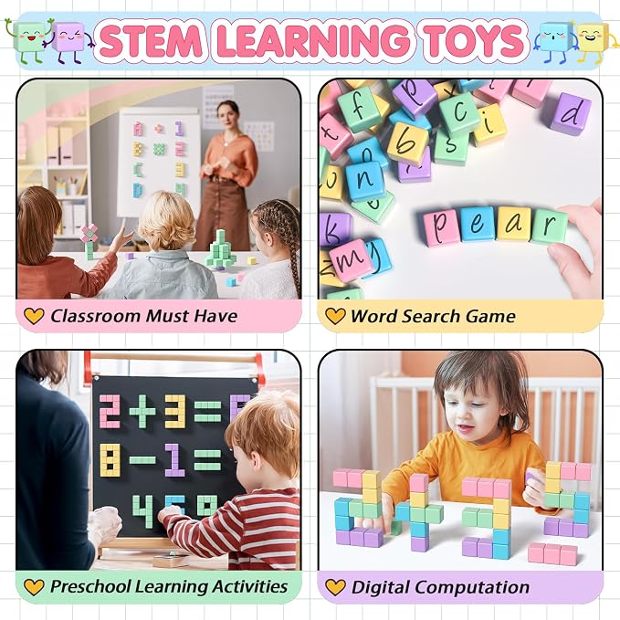Apluses 32pcs Magnetic Blocks Building Cubes for Toddlers, Classroom Must Haves Creative Learning Kids Gifts, Preschool Montessori Sensory Autism Magnet Toys for Boys and Girls Ages 3 4 5 6