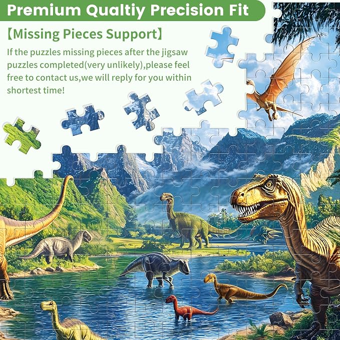 300 Pieces Dinosaur Puzzles for Adults, Lake Animals Puzzle for Adults Children, Tyrannosaurus Puzzle 300 Pieces, Gift for Birthday, Home Decor, Fun for Family Entertainment(20.5 * 15 in)