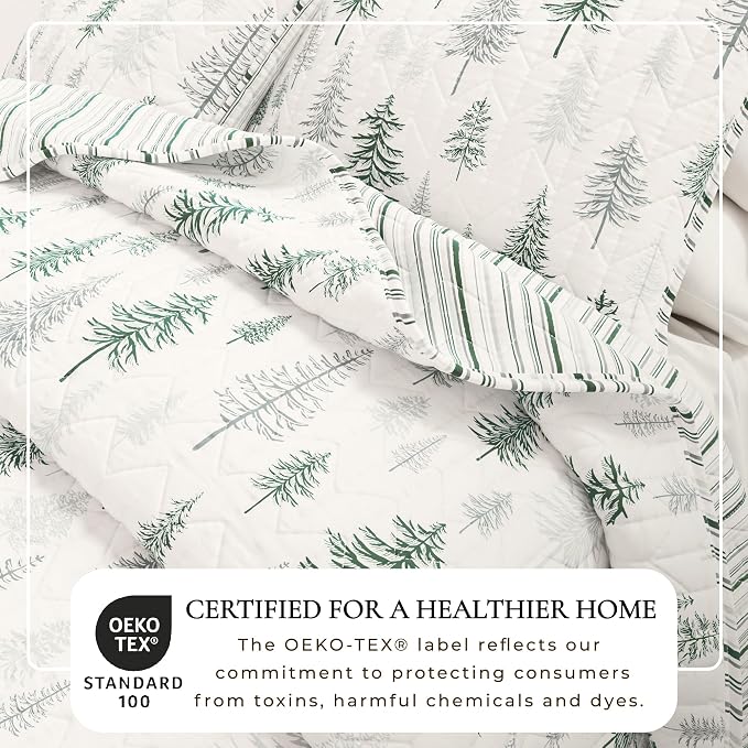 Great Bay Home Lodge Quilt Set - 3-Piece King/California King Size Rustic Bedding Set - Lightweight, All-Season, Reversible Bedspread (Grey/Green)