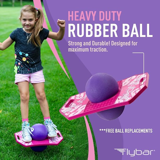Flybar LED Pogo Trick Ball for Kids Balance Bounce Board w/Anti-Slip Deck