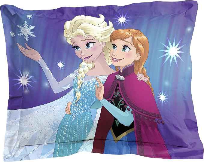 Jay Franco Disney Frozen Girls Kids Full Comforter Set - 7 Piece Bed in a Bag Reversible Comforter & Sheet Set with Shams, Elsa and Anna - Super Soft Fade Resistant Microfiber Machine Washable