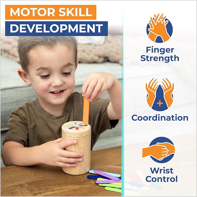 4 in 1 Montessori Toys for 2 3 4 Year Old, Wooden Color Sorting Toys for Toddlers 1-3, Preschool Learning Activities Fine Motor Skills Matching Games, Sensory Color Sorting Toy, Gift for Boy Girl