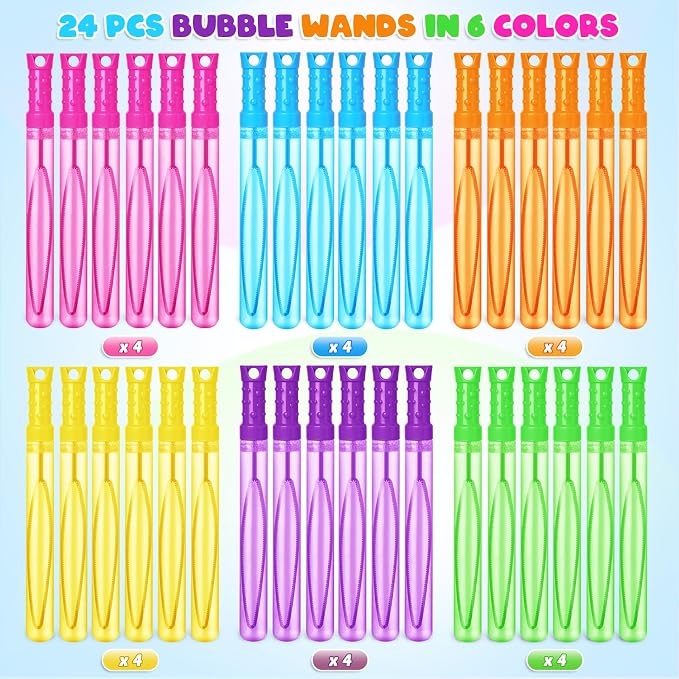 24PCS Bubble Wands for Kids,Bulk Bubble Wand for Kids Party Favor, Bubble Maker for Party Favor,Birthday,Goodie Bags, Wedding, Carnival Prizes, Summer Outdoor Toy Gifts, Assortment 6 Colors