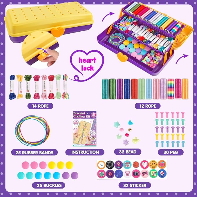 TingingYuli Friendship Bracelet Making Kit for Girls Ages 8-12, DIY String Bracelet Maker with 3-Layer Storage Box, Jewelry Making Kit Arts and Crafts Toy Gift for Kids Ages 6-12