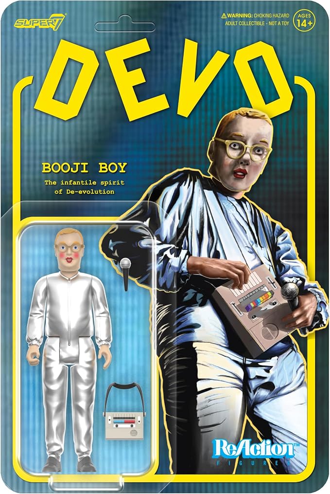 Super7 Reaction Figure Devo Booji Boy - 3.75" Devo Action Figure with Accessories - Rock Music Collectibles and Retro Toys