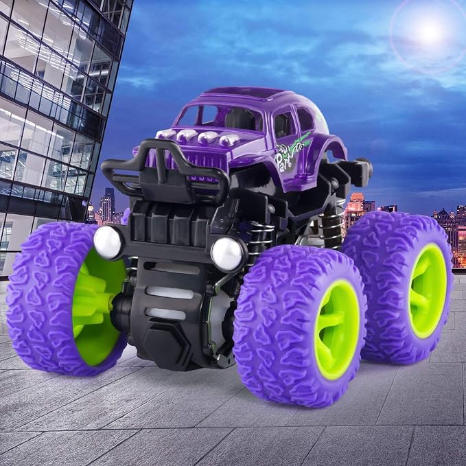 4 Pack Monster Trucks Toys for Boys 2 3 4 5 6 7 Year Old, Friction Powered Pull Back Car Toys for Toddlers Kids Ages 3-5 2-4 4-7, Best Birthday Christmas Party Gift for Boys and Toddlers