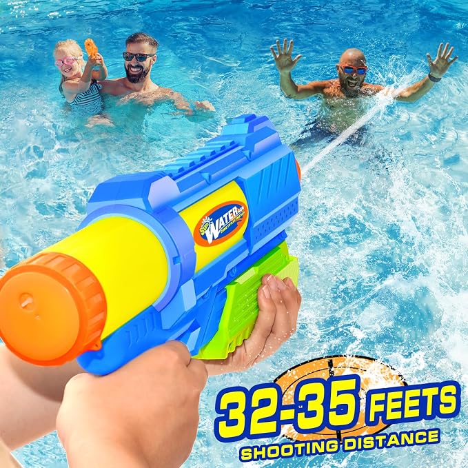Super Water Gun for Kids Adults: 1200cc Super Water Gun Soaker 2 Pack Squirt Blasters with Impressive Range - Ideal Toys for Boys Girls Summer Outdoor Swimming Pool Beach Sand Water Fighting Fun