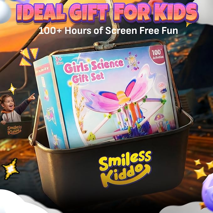 SMILESSKIDDO 100+ Girls Science Kit for Kids Ages 5 6 7 8 10 | STEM Toys for Girl | Birthday Gift Ideas for Girls | Learning & Educational Projects with Fun Experiments (8018E)