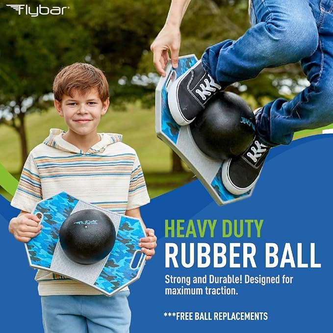 Flybar LED Pogo Trick Ball for Kids Balance Bounce Board w/Anti-Slip Deck