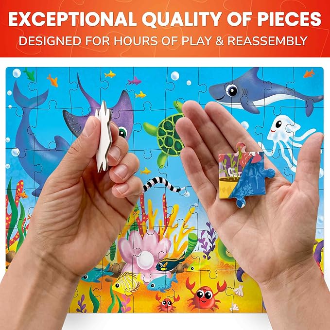 QUOKKA Puzzles for Kids Ages 4-6 - Set of 4 x 60 Pieces Jigsaw Preschool Puzzles for Toddlers 3-5 - Animals and Ocean Toys for Children Ages 6-8 - Gift for Kindergarten Boys and Girls 7-10 Year Old