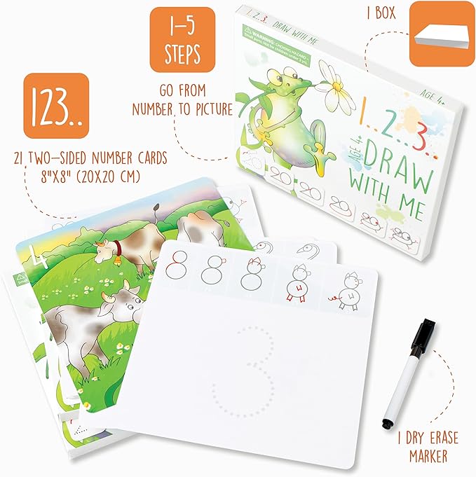 MD CREATIVE Learning Activity - Drawing with Numbers Educational Game, Perfect for Kids, Preschoolers Who Love Toys, Art and Craft Activities, Gifts for Girls and Boys Ages 3, 4, 5, 6
