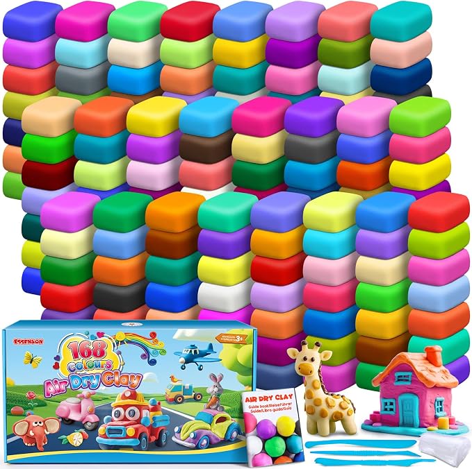 ESSENSON Air Dry Clay, 168 Colors, Modeling Clay for Kids | DIY Molding Magic Clay, Includes Tools, Ages 3-8+ Years, Boys Girls Kids Toys Gifts