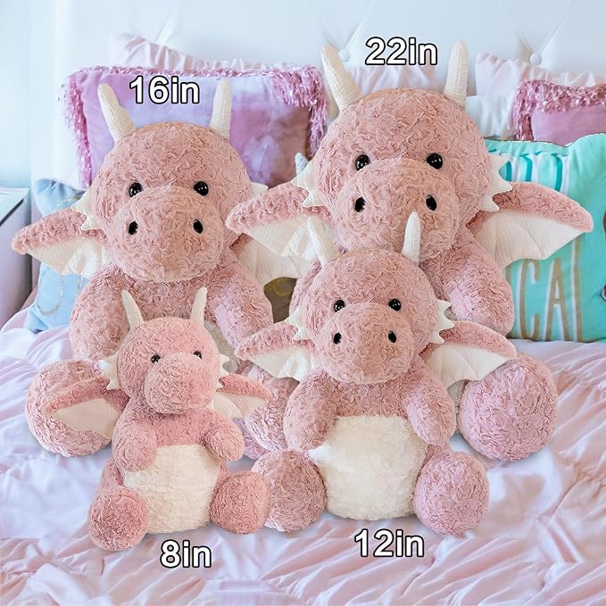 SUSULF Little Flying Dragon - Cute Stuffed Animal Plush Toy - Adorable Soft Dragons Toy Plushies and Gifts - Perfect Present for Kids (Pink,7.87in/20cm)