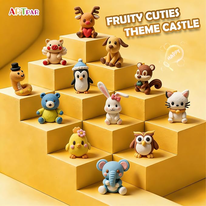 ARTPAR Air Dry Clay Kit for Kids-12 Animals Modeling Magic Clay,DIY Art Crafts Molding Clay Set,Ultra Light & Soft, Safe & Non-Stick with Sculpting Tools & Tutorials, Unique Gifts for Boys & Girls