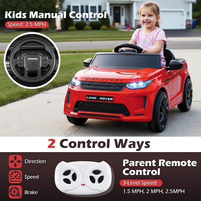Costzon Ride on Car, Licensed Land Rover Discovery Sport Electric Vehicle, 12V Kids Car with Parent Remote Control, Music, Horn, Song, Gift for Aged 3+ (Red, 38” x 24” x 17”(L x W x H))