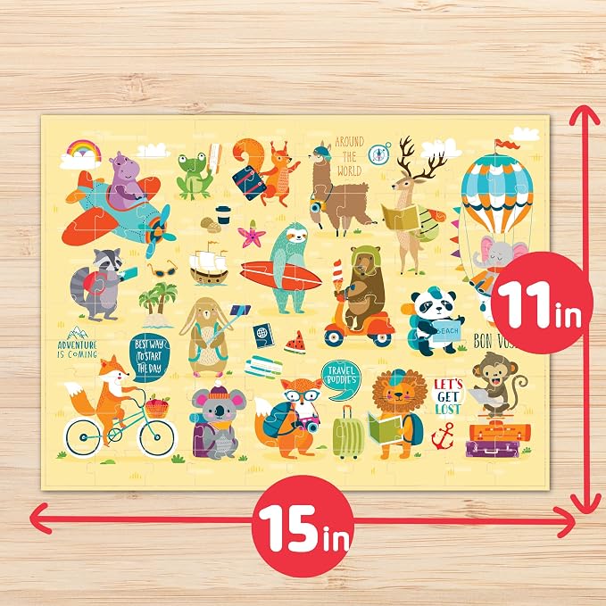 Chuckle & Roar Adventure Awaits 100-Piece Jigsaw Puzzle - 11 x 15 in - Screen-Free Play Puzzles for Kids - Fine Motor Skill Development 100-Piece Set for Kids