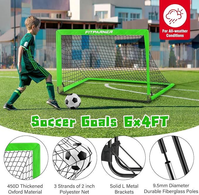 Soccer Goal,Backyard Soccer Goals for Kids 2 Pack,4x3/6x4 FT Portable Toddler Soccer Nets with Target,Ball & Cones,Soccer Training Equipment for Kids Youth Outdoor Games,Sports,Play