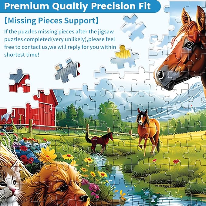 300 Piece Jigsaw Puzzle for Adults, 300 Piece Jigsaw Puzzle for Kids, Horse and Cat Jigsaw Puzzles, Animal Jigsaw Puzzles, Creative Games and Holiday Party Gifts, Fun and Challenging Family Games