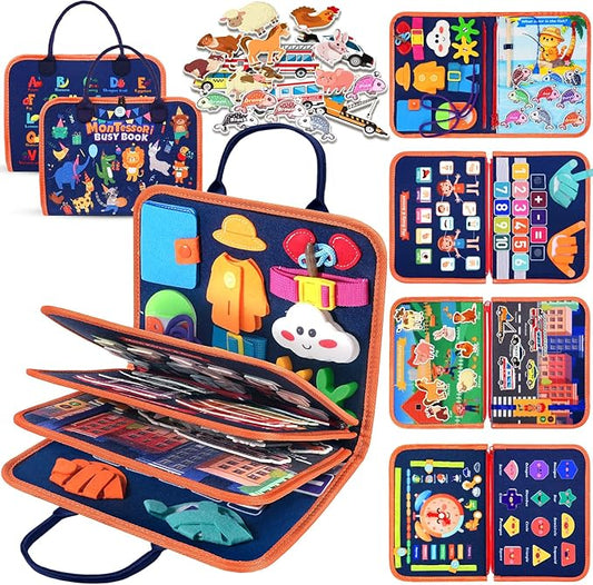 ZOOI Toddler Toys Montessori Busy Board, 2 Year Old Boy Girl Birthday Gift, Montessori Toys for 1 Year old Boy, Busy Book Toy for Toddlers Ages 1-3, Educational Activity Book for Learning Motor Skills