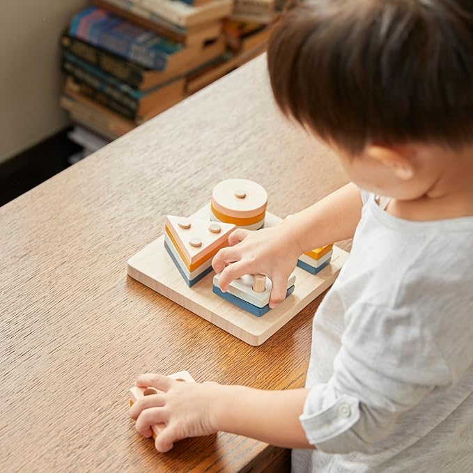 PlanToys® Geometric Sorting Board in Orchard Shade | Montessori Shape, Size and Colour Learning Toy | Eco Friendly Fine Motor and Problem Solving Activity