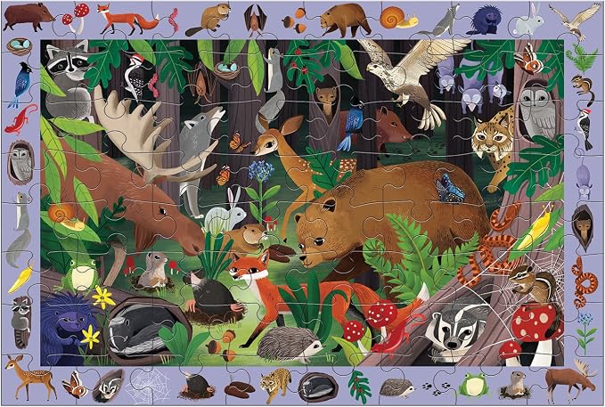 Mudpuppy Woodland Forest — 64 Piece Search & Find Puzzle Jigsaw Puzzle Featuring Diverse Woodland Animals and Over 40 Hidden Images to Find for Ages 4+