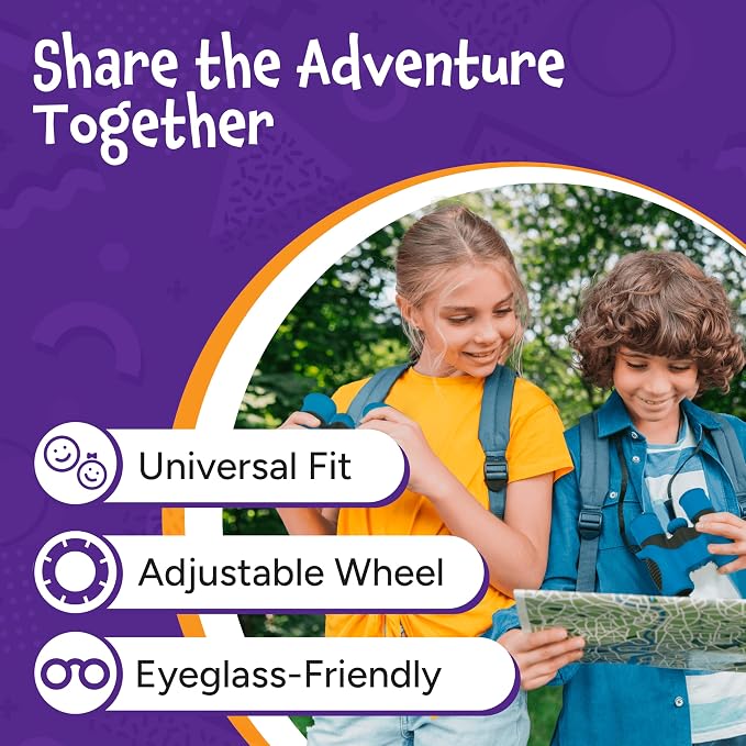 Think Peak Blue Binoculars Science Toy for Kids Ages 3-12 Years - Real Compact Outdoor Adventure & STEM Educational Nature Hiking Explorer for Bird Watching, Camping Children’s Birthday Gift