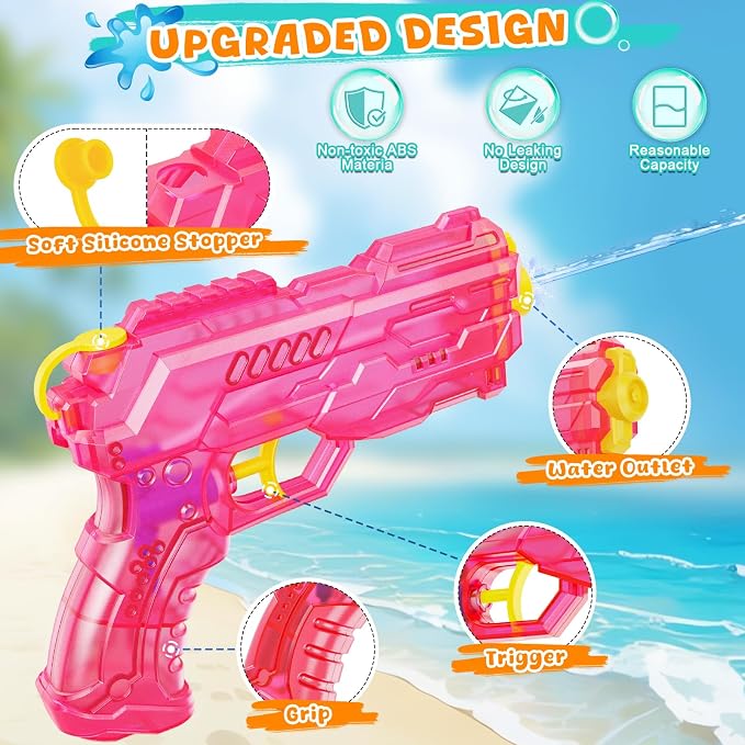 Water Gun Squirt Toy for Kids: Leakproof Super Water Guns for Kids Age 5 8 12 Boys Girls Adults - Small Outdoor Water Guns Toys for Pool Beach Swimming Summer Games Yard Party (6 Pack)