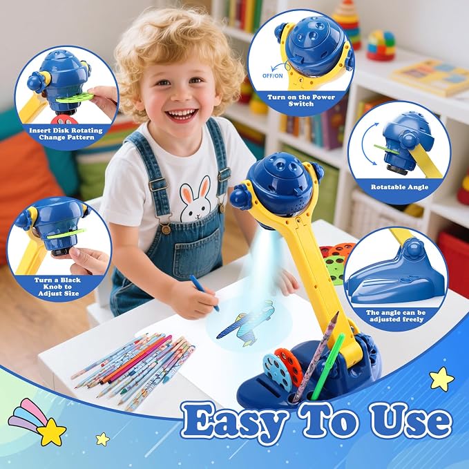 Hoarosall Drawing Projector Kit for Kids Ages 3+ Includes Drawing Projector for Easy tracing, Colored Pencils, Crayons & Activity Books.