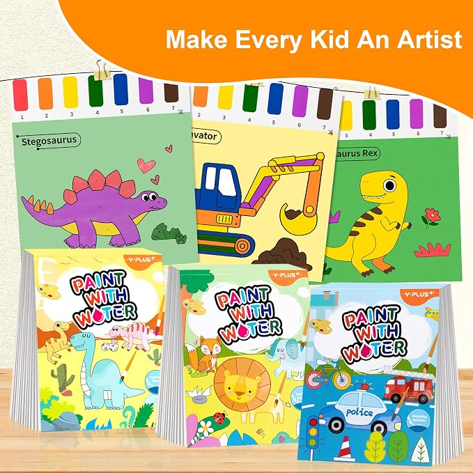 YPLUS Paint with Water Books for Toddlers, Art Craft Toys Watercolor Painting Paper, Gift for Kids Ages 1-3, 2-4, 4-6, Drawing with Brush - Farm