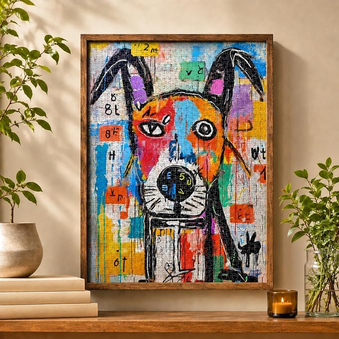Cross & Glory - Geometric Dog Dreamscape - 1000 Piece Jigsaw Puzzle for Adults | Abstract Art | Satin Finish | Vivid Colors | Modern Home Decor | Educational Brain Game