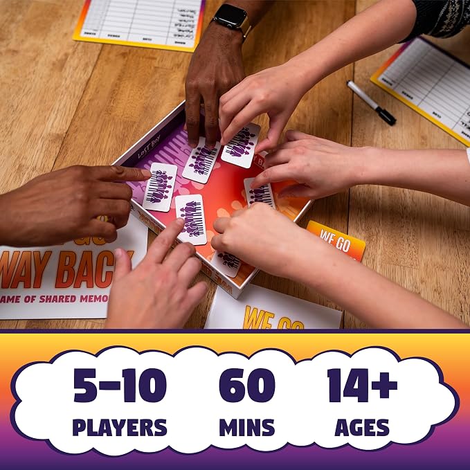 Lost Boy Entertainment We Go Way Back – Board Games for Adults – Family Games – Party Games - Game Night – Give Clues, Cues, and Codes - Best Friend Game – Do You Know Your Family and Friends